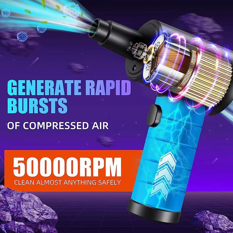 50000 RPM Compressed Air Duster Cordless Portable Rechargeable Wireless Electric Air Keyboard Electronics Cleaner Dust Blower