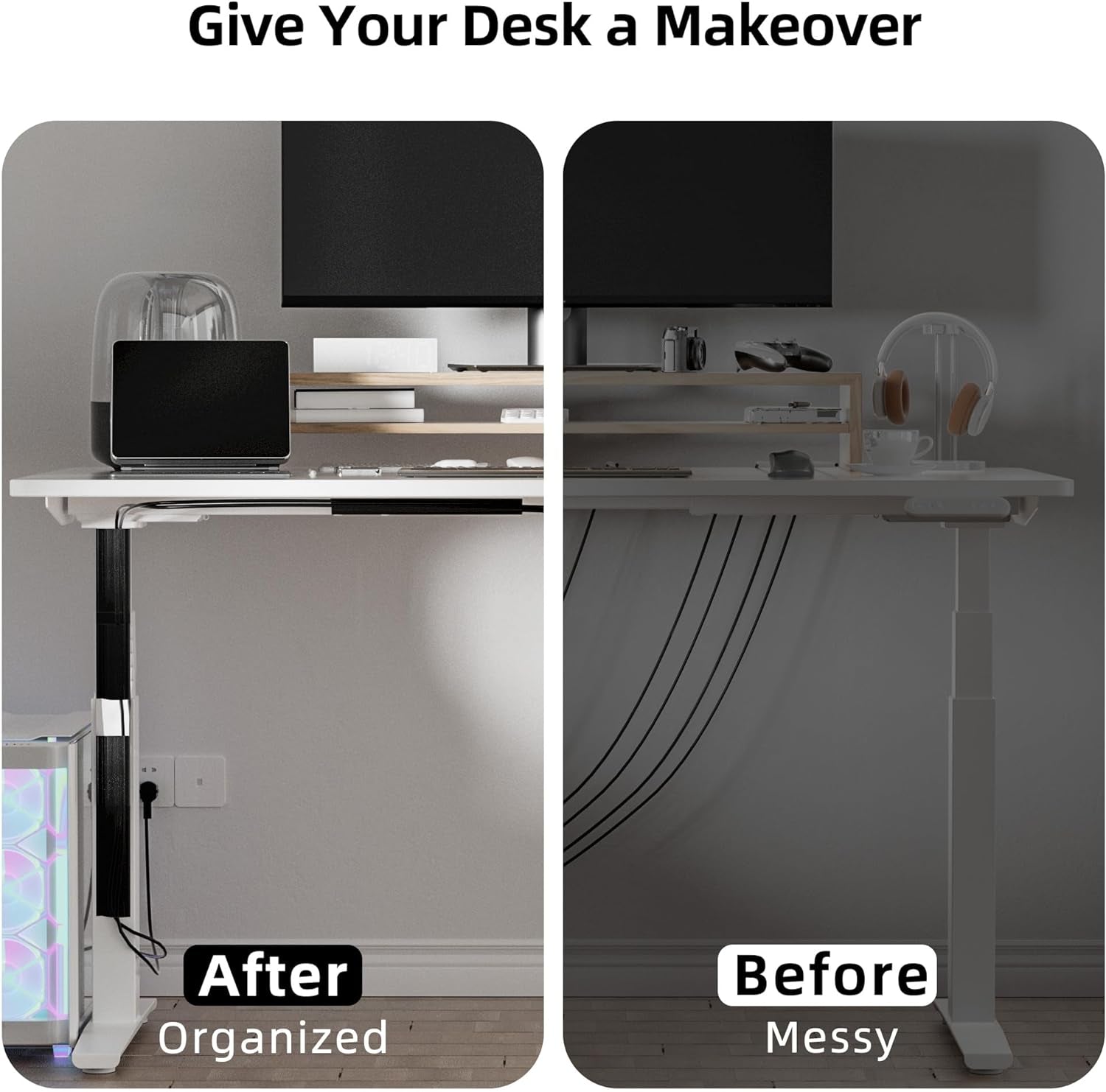 6X15.7In under Desk Cable Management,Cable Management under Desk,Easy Install Self-Adhesive Cable Organizer, Cable Management, Cable Management Kit for Home & Office,Child & Pet Proof,Black